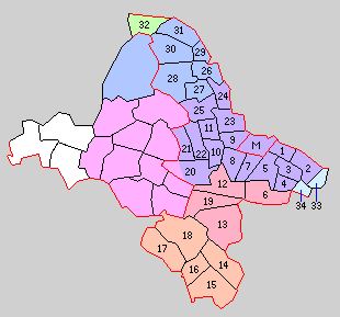 東茨城郡の町村の変遷を示す図