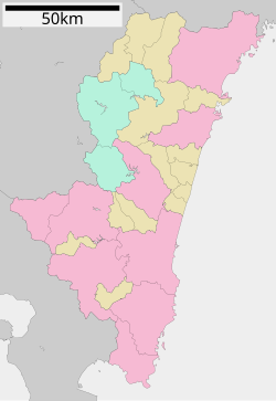 金御岳公園の位置（宮崎県内）
